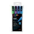 Set de 4 feutres pointe conique PC-3M pailletés Posca, 4 feutres, Pochette plastique