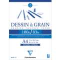 Bloc Dessin à Grain 185 g/m² Clairefontaine, A4, 21 cm x 29,7 cm, 180 g/m², Mat, Bloc collé 1 côté