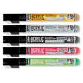 Set d'acrylic Marker 1,2mm Pébéo, 5 marqueurs - Or précieux, argent précieux, noir précieux, rouge précieux, vert précieux, Set