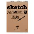 Bloc Sketch 90 g/m² Clairefontaine, A2, 42 cm x 59,4 cm, 90 g/m², Fin, Bloc à spirale 50 feuilles