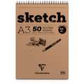 Bloc Sketch 90 g/m² Clairefontaine, A3, 29,7 cm x 42 cm, 90 g/m², Fin, Bloc à spirale 50 feuilles