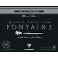 Aquarelpapier Fontaine zwart Clairefontaine, 20,3x25,4cm - 12 vellen, 20,3x25,4cm - 12 vellen, blok (eenzijdig gelijmd)