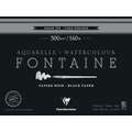 Aquarelpapier Fontaine zwart Clairefontaine, 23x30,5cm  - 12 vellen, Blok aan 1 zijde gelijmd, 23x30,5cm  - 12 vellen, blok (eenzijdig gelijmd)