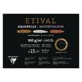 Bloc aquarelle Etival noir Clairefontaine - 300g/m², 28 x 38 cm - 15 feuilles, Bloc collé 1 côté, Fin|Torchon