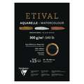 Bloc aquarelle Etival noir Clairefontaine - 300g/m², A2 - 42 x 59,4 cm - 15 feuilles, Bloc collé 1 côté, Fin|Torchon