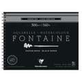 Aquarelpapier Fontaine zwart Clairefontaine, 24x30cm - 12 vellen, 24x30cm - 12 vellen, blok, spiraalgebonden
