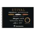 Bloc aquarelle Etival noir Clairefontaine - 300g/m², 12 x 18 cm - 12 feuilles, Bloc à spirale, Fin|Torchon