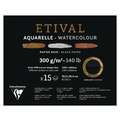 Bloc aquarelle Etival noir Clairefontaine - 300g/m², 20,3 x 25,4 cm - 15 feuilles, Bloc collé 1 côté, Fin|Torchon