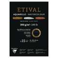Bloc aquarelle Etival noir Clairefontaine - 300g/m², A3 - 29,7 x 42 cm - 15 feuilles, Bloc collé 1 côté, Fin|Torchon