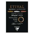Bloc aquarelle Etival noir Clairefontaine - 300g/m², A5 - 14,8 x 21 cm - 15 feuilles, Bloc collé 1 côté, Fin|Torchon