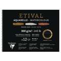 Bloc aquarelle Etival noir Clairefontaine - 300g/m², 36 x 48 cm - 12 feuilles, Bloc à spirale, Fin|Torchon
