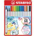 STABILO® | Pen 68 viltstift — sets, 15 kleuren
