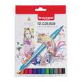 Coffret carton de feutres Bruynzeel Fineliner / Brush Pen, 12 feutres
