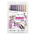 TOMBOW® ABT Dual Brush Pen - Manga sets, Manga shojo, 0,8 mm, penseelpunt|conische punt