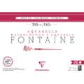 Clairefontaine | FONTAINE® aquarelpapier —  grain fin 300 g/m², 26 cm x 36 cm, 300 g/m², fijn, 4. Blok met 20 vel — vierzijdig gelijmd