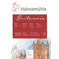 Bloc de papier blanc aquarelle Britannia Hahnemuehle, 17 cm x 24 cm, 12 feuilles - collé 4 côtés, 300 g/m², Rugueux