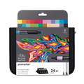 WINSOR & NEWTON™ | Promarker Brush™ — set 24 markers, 24 kleuren — Arts & Illustration, wig-vormige punt|conische punt