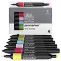 Set de 6 marqueurs Promarker Winsor & Newton, tons moyens, Set