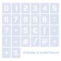 QBIX | Numbers & symbols stencil — 26-sets, Sans Serif — 5 cm, set, 1. Sans Serif — zonder schreef