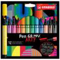 Étui de marqueurs Pen 68 MAX Arty Stabilo, 12 marqueurs, 1-5 mm, Pointe cale