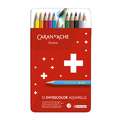 Crayons de couleurs aquarellables Caran d'Ache SwissColor, 12 crayons