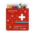 Coffret métallique de crayons aquarellables SwissColor Caran d'Ache, 18 crayons