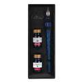Coffret encre et plume en verre Jacques Herbin, Ultramarin, Set