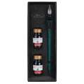 Coffret encre et plume en verre Jacques Herbin, Émeraude, Set