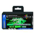 STAEDTLER® | Pigment brush pen 371 — 6-sets, Greens & Turquoises set, set, penseelpunt