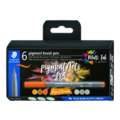 STAEDTLER® | Pigment brush pen 371 — 6-sets, Greys & Caramels set, set, penseelpunt