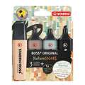 STABILO® | BOSS® ORIGINAL NatureCOLORS highlighter — sets, set B — 4 kleuren, 2 mm|5 mm, wig-vormige punt