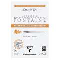 Papier aquarelle Fontaine Extra-Blanc grain satiné Clairefontaine, Bloc collé 4 côtés - 10 x 15 cm, 15 feuilles, 300 g/m², Bloc collé 4 côtés