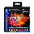 STAEDTLER® | Pigment brush pen 371 — 12-sets, Warm colours set, set, penseelpunt