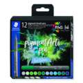 Sets de 12 feutres pigment brush pen 371 Staedtler, Couleurs froides, Set, Pointe pinceau