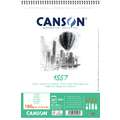 Canson 1557 tekenblok, A4, 21 cm x 29,7 cm, 180 g/m², mat, blok, spiraalgebonden