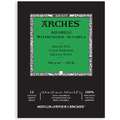 Bloc papier aquarelle Arches 300g/m², 14,8 x 21 cm - Bloc de 12 feuilles, collé 1 côté, 300 g/m², 1. Grain fin