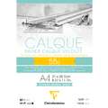 Calque velouté Clairefontaine, 55 g/m², A4, 21 cm x 29,7 cm, 1 pièce, Bloc collé 1 côté 50 feuilles