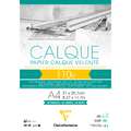 Calque velouté Clairefontaine, 110 g/m², A4, 21 cm x 29,7 cm, 1 pièce, Bloc collé 1 côté
