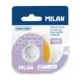MILAN® | Plakband + handdispencer ○ transparant lichtgeel — enkelzijdig, dispencer + rol — 12 mm x 33 m