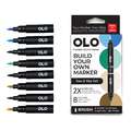 OLO™ | Alcohol Half-Marker ○ brush nib — 8 + 5-sets, set, Sea & sky