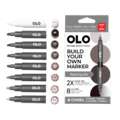 OLO™ | Alcohol Half-Marker ○ chisel nib — 8 + 5-sets, set, Red gray