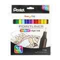 Pentel | POINTLINER Colour Dye S40 pens — sets, 12 kleuren