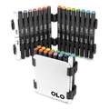 OLO™ | Alcohol Half-Marker ○ brush nib + chisel nib — 16-kleuren CARRY CASE SMALL, Basics