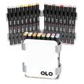 OLO™ | Alcohol Half-Marker ○ brush nib + chisel nib — 16-kleuren CARRY CASE SMALL, Manga