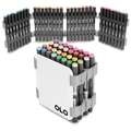 OLO™ | Alcohol Half-Marker ○ brush nib + chisel nib — 32-kleuren CARRY CASE LARGE, Manga