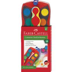 FABER-CASTELL CONNECTOR verfdoos,  12 kleuren incl. dekwit