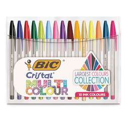 Lot de 15 stylos couleurs assorties Cristal BIC