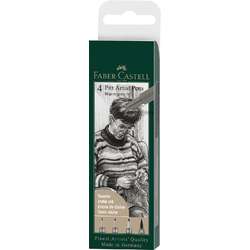 FABER-CASTELL Pitt Artist Pen inktpen, set van 4, warm grijs IV