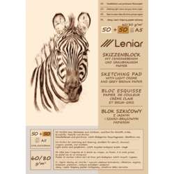 Leniar® | ZEBRA schetsblok — crêmekleurig / grijsbruin papier