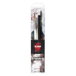 KUM® | Aquarelpenselen ○ 4-set Illustration — synthetisch haar